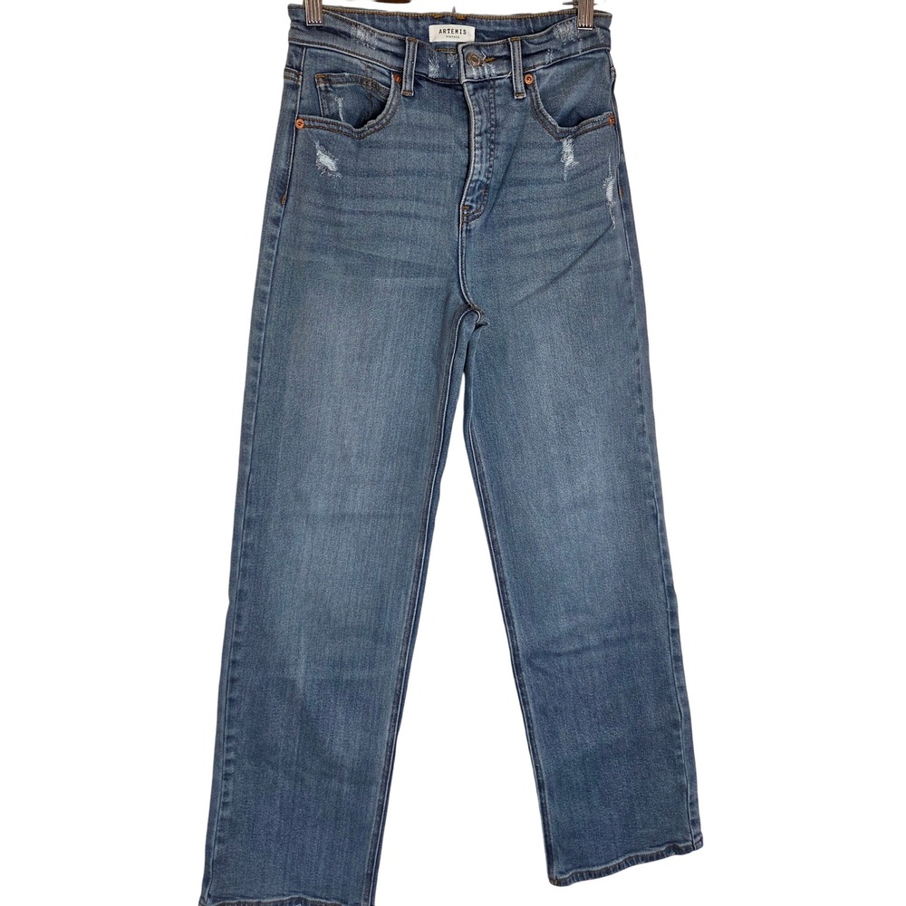 Artemis Vintage Boutique Jeans Womens 5/26 High Rise Straight Leg Distress Denim